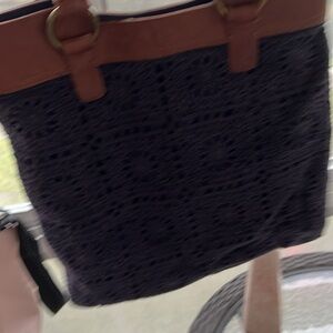 Lucky Brand crocheted and leather bag